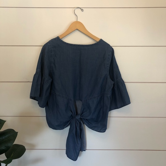 George Tops - GEORGE denim style tie-back top